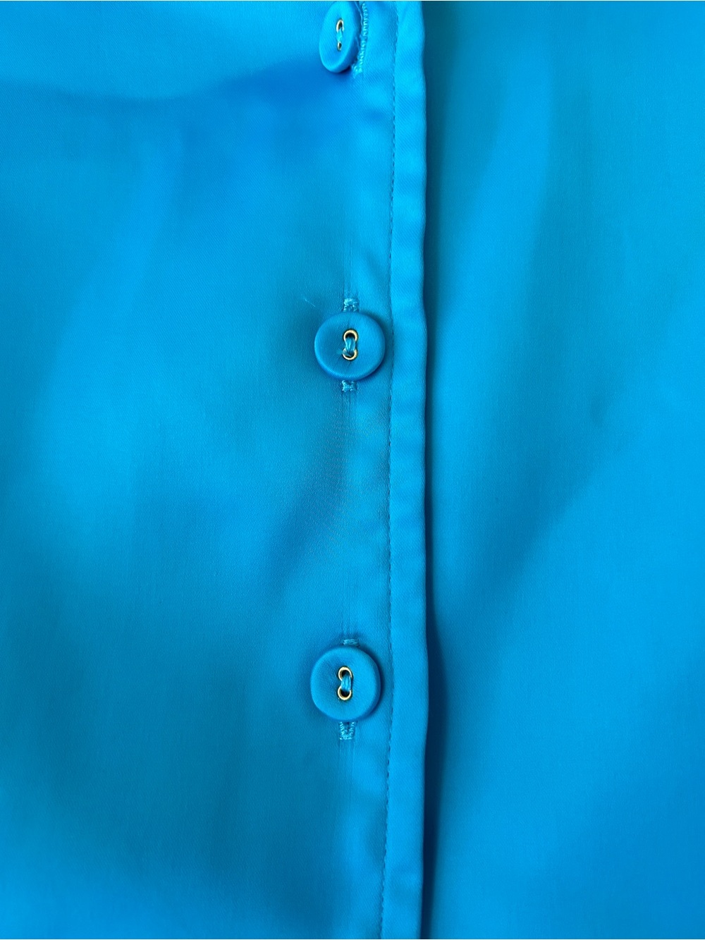L'ATISTE Turquoise Button-Front Mini Shirt Dress - Picture 6 of 14
